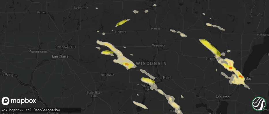 Hail map in Stratford, WI on June 24, 2026