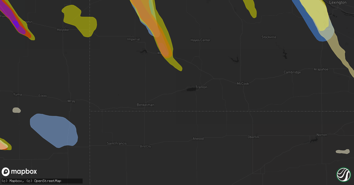 Hail map in Stratton, NE on June 24, 2026