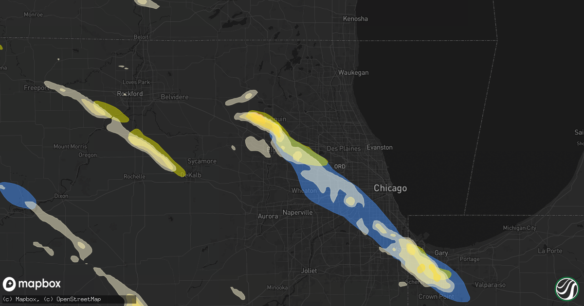 Hail map in Streamwood, IL on June 24, 2026