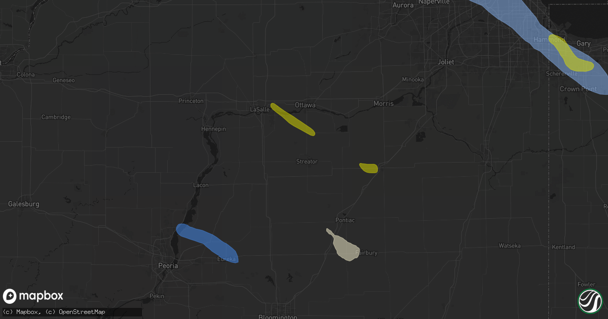 Hail map in Streator, IL on June 24, 2026