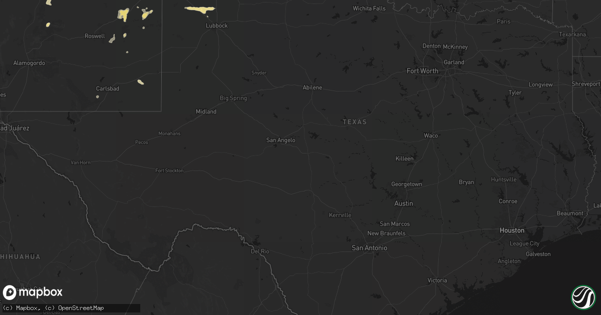 Hail map in Texas on June 24, 2026