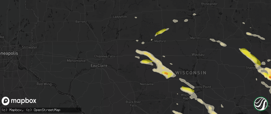 Hail map in Thorp, WI on June 24, 2026