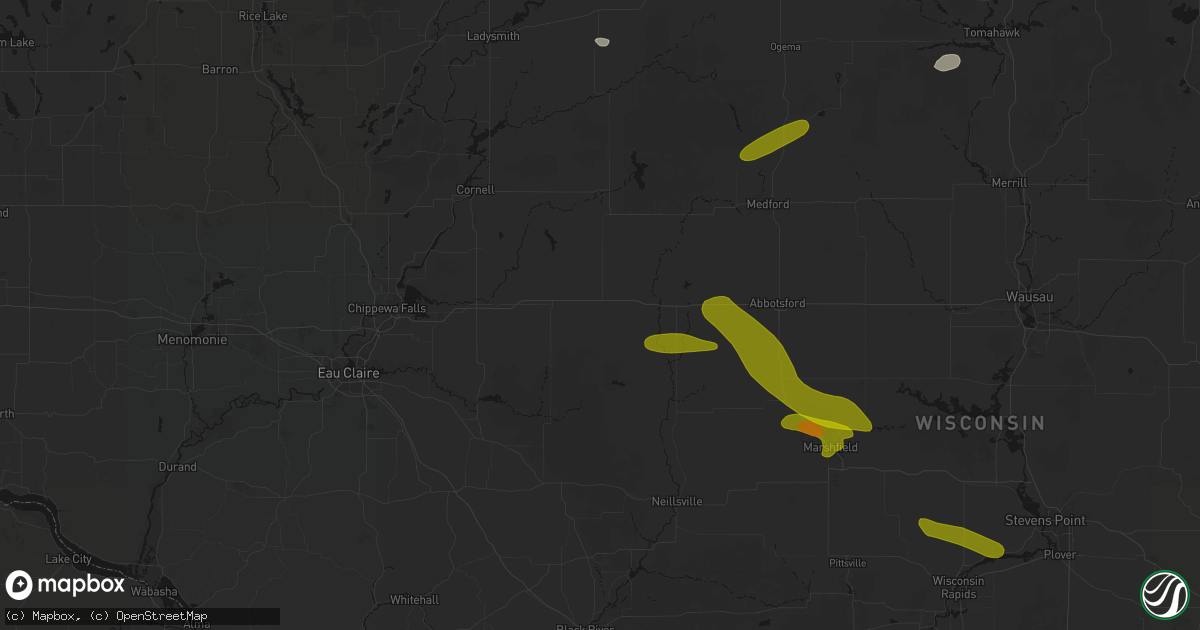 Hail map in Thorp, WI on June 24, 2026