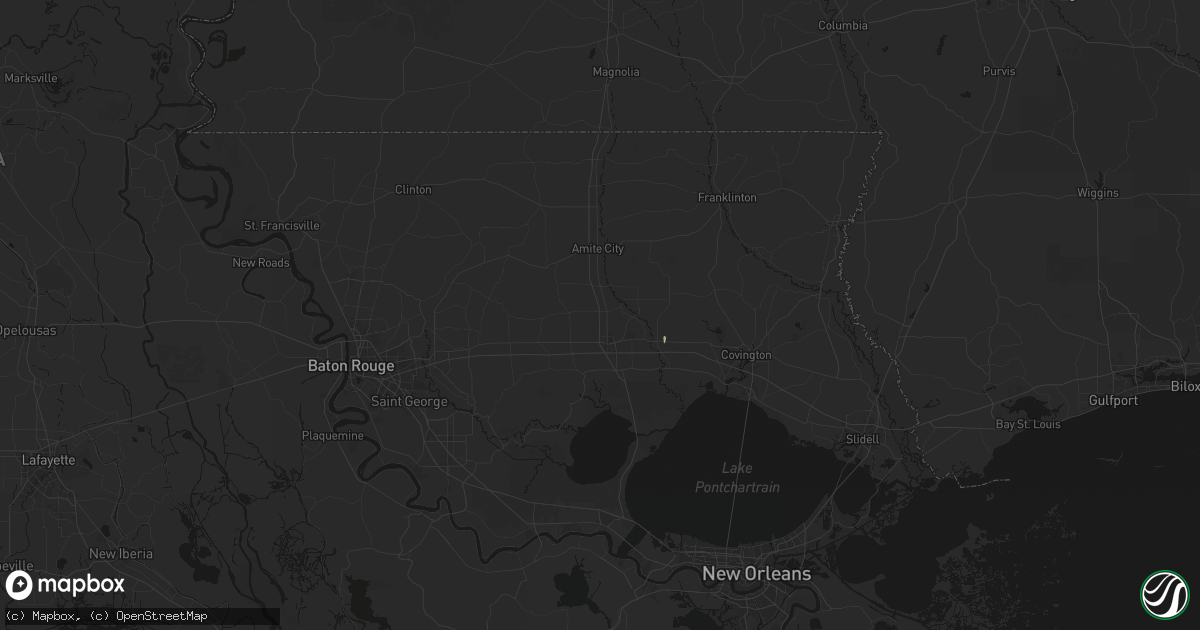 Hail map in Tickfaw, LA on June 24, 2026