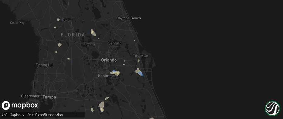 Hail map in Titusville, FL on June 24, 2026