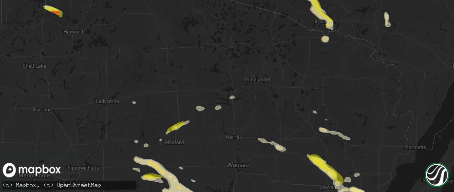 Hail map in Tomahawk, WI on June 24, 2026