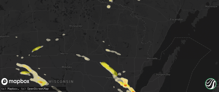 Hail map in Townsend, WI on June 24, 2026