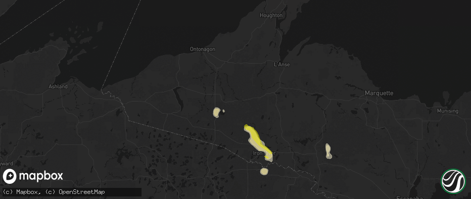 Hail map in Trout Creek, MI on June 24, 2026