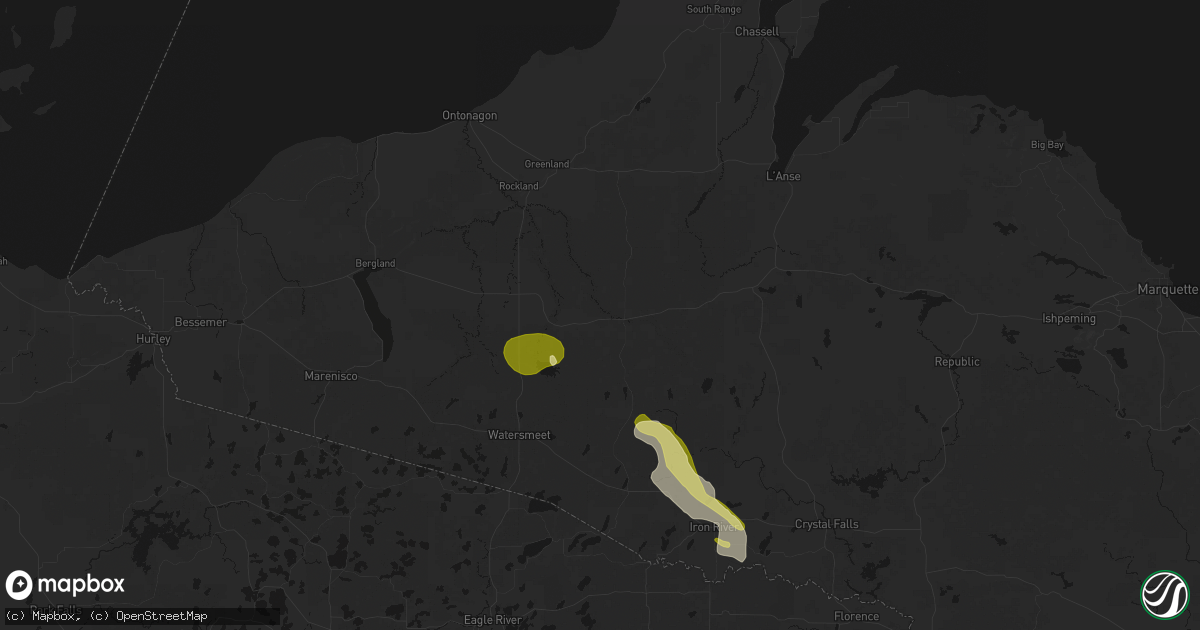 Hail map in Trout Creek, MI on June 24, 2026
