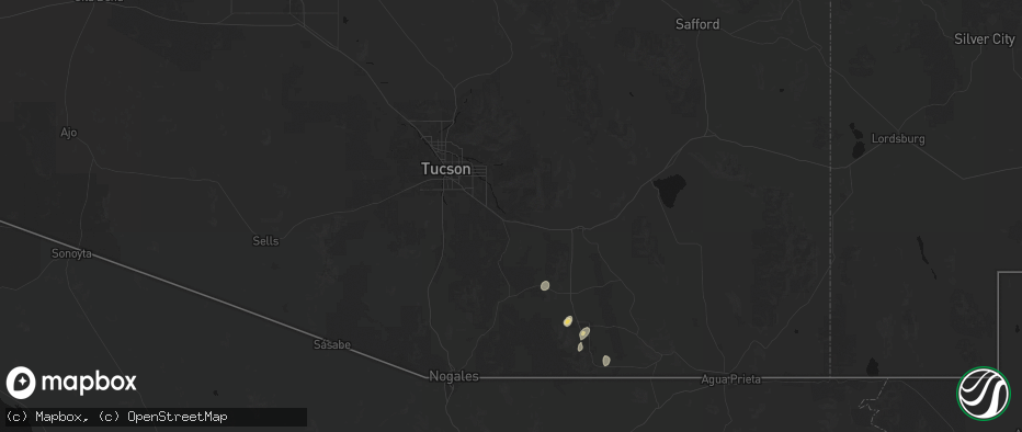 Hail map in Vail, AZ on June 24, 2026