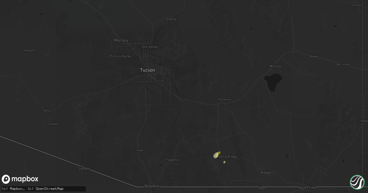 Hail map in Vail, AZ on June 24, 2026