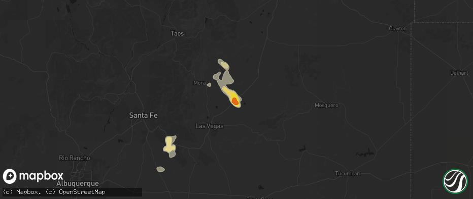 Hail map in Valmora, NM on June 24, 2026