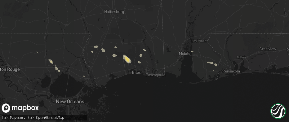 Hail map in Vancleave, MS on June 24, 2026