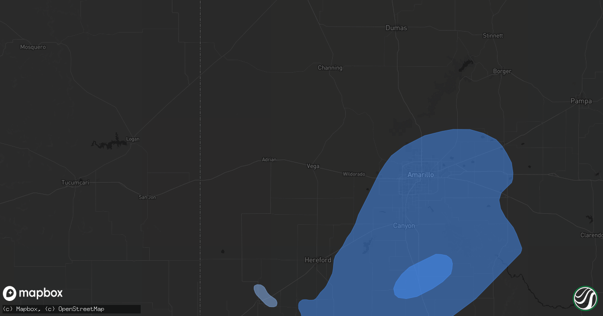 Hail map in Vega, TX on June 24, 2026