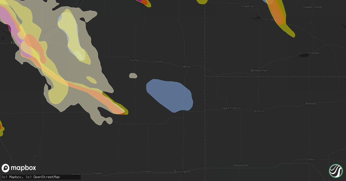 Hail map in Vernon, CO on June 24, 2026