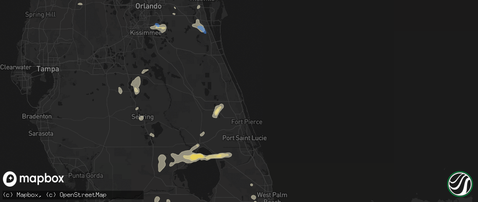 Hail map in Vero Beach, FL on June 24, 2026