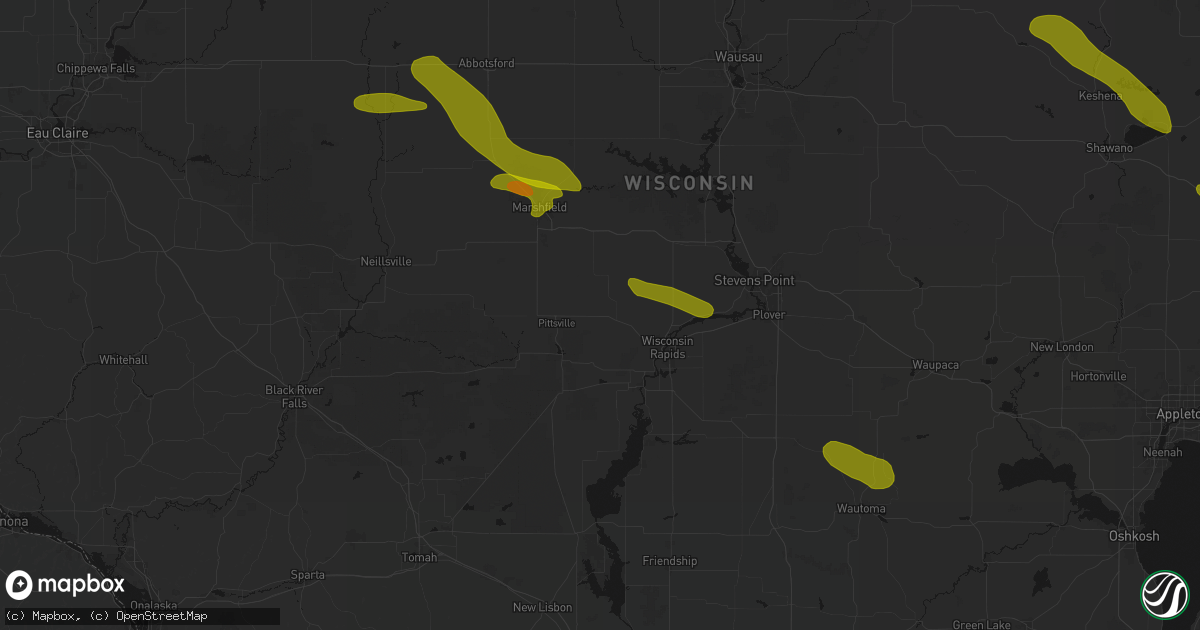 Hail map in Vesper, WI on June 24, 2026