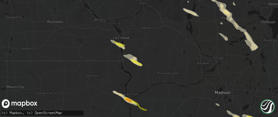 Hail map in Viroqua, WI on June 24, 2026