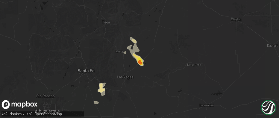 Hail map in Watrous, NM on June 24, 2026