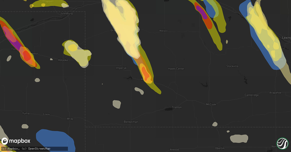 Hail map in Wauneta, NE on June 24, 2026