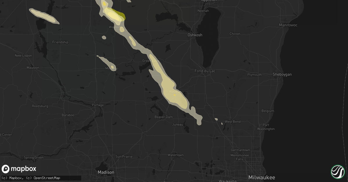 Hail map in Waupun, WI on June 24, 2026