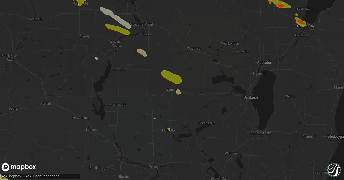 Hail map in Wautoma, WI on June 24, 2026