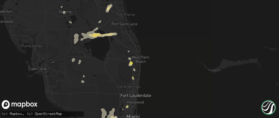 Hail map in West Palm Beach, FL on June 24, 2026