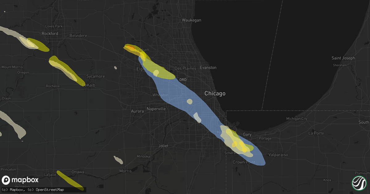 Hail map in Westchester, IL on June 24, 2026