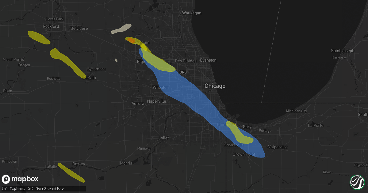Hail map in Western Springs, IL on June 24, 2026