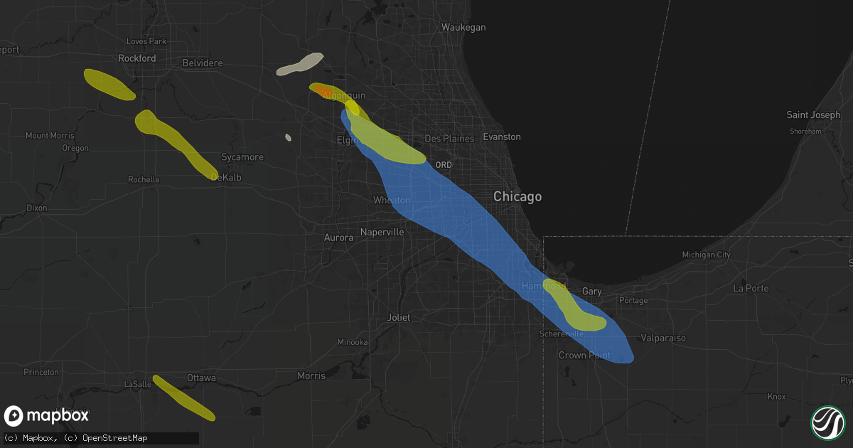 Hail map in Westmont, IL on June 24, 2026