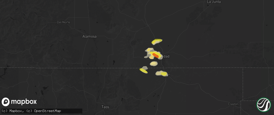 Hail map in Weston, CO on June 24, 2026