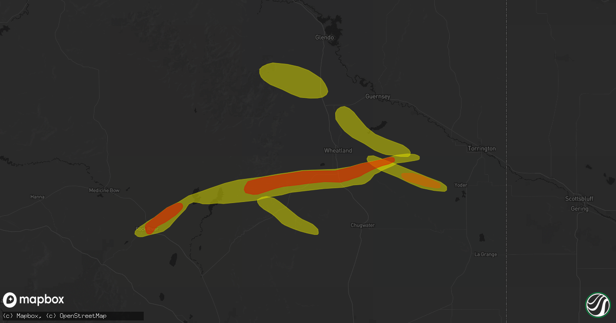 Hail map in Wheatland, WY on June 24, 2026