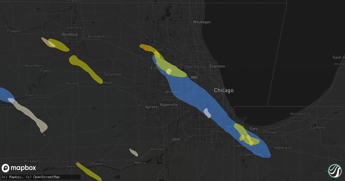 Hail map in Wheaton, IL on June 24, 2026