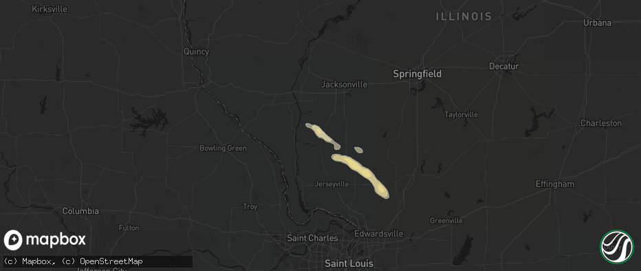 Hail map in White Hall, IL on June 24, 2026