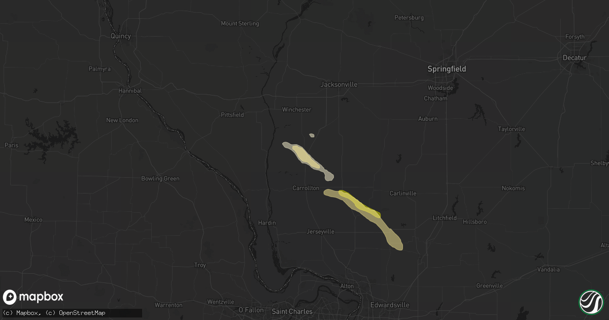 Hail map in White Hall, IL on June 24, 2026