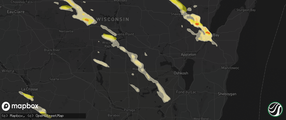 Hail map in Wild Rose, WI on June 24, 2026
