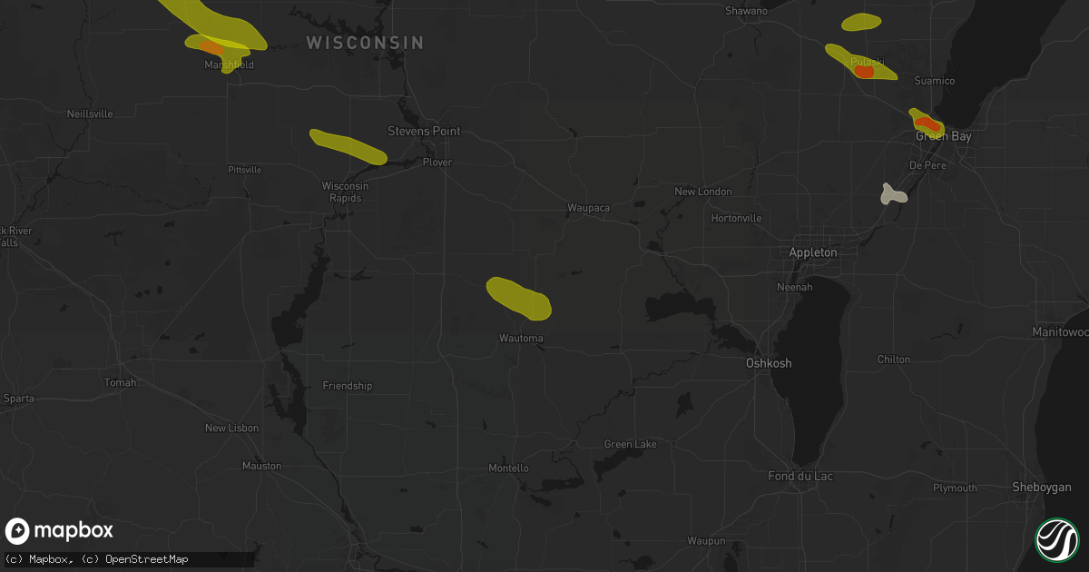 Hail map in Wild Rose, WI on June 24, 2026