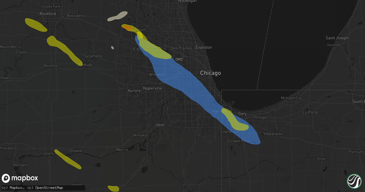Hail map in Willow Springs, IL on June 24, 2026