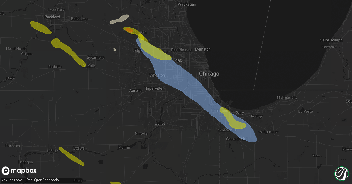 Hail map in Willowbrook, IL on June 24, 2026