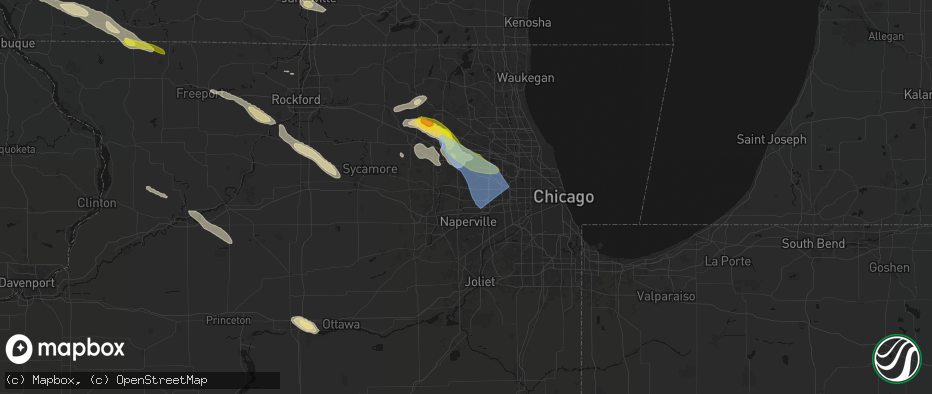 Hail map in Winfield, IL on June 24, 2026