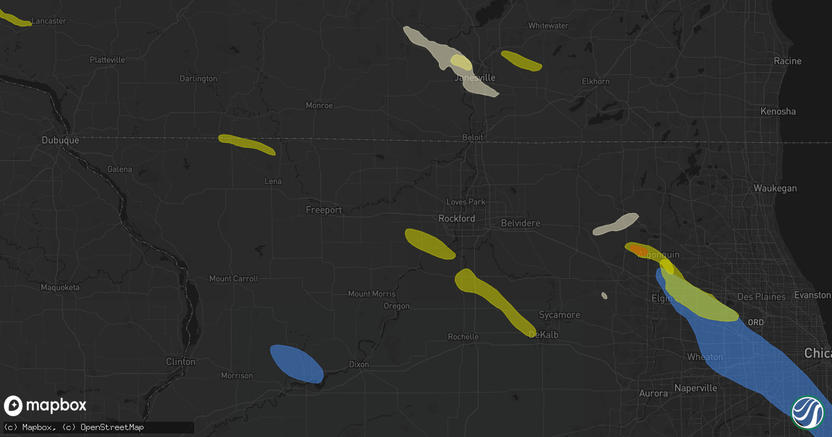 Hail map in Winnebago, IL on June 24, 2026