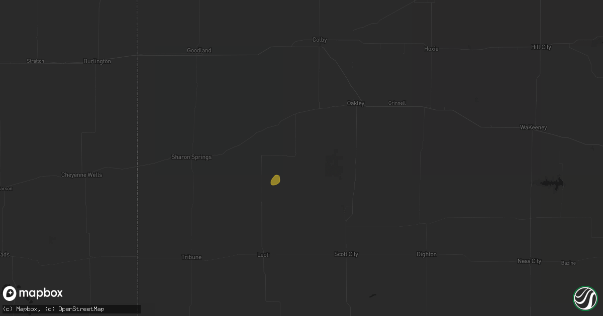 Hail map in Winona, KS on June 24, 2026