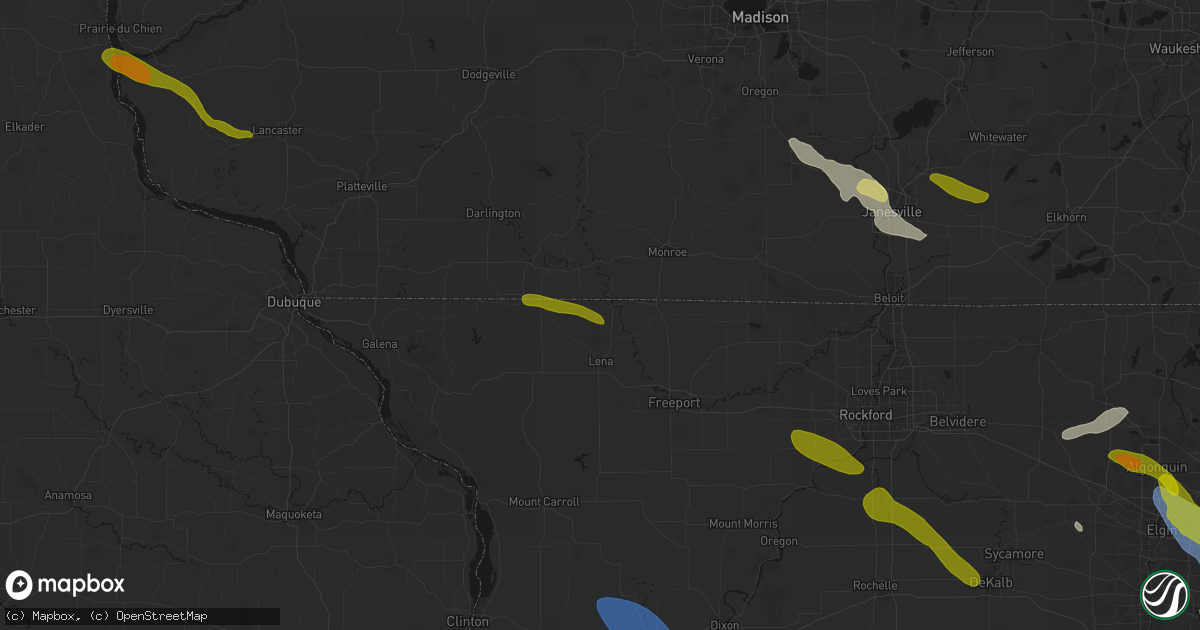Hail map in Winslow, IL on June 24, 2026