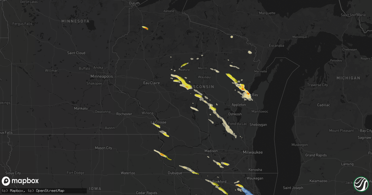 Hail map in Wisconsin on June 24, 2026