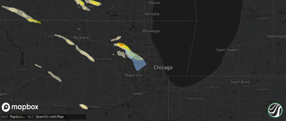 Hail map in Wood Dale, IL on June 24, 2026