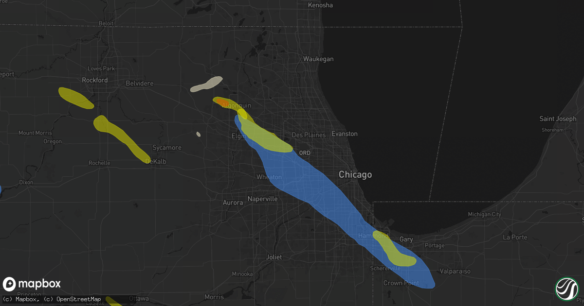 Hail map in Wood Dale, IL on June 24, 2026