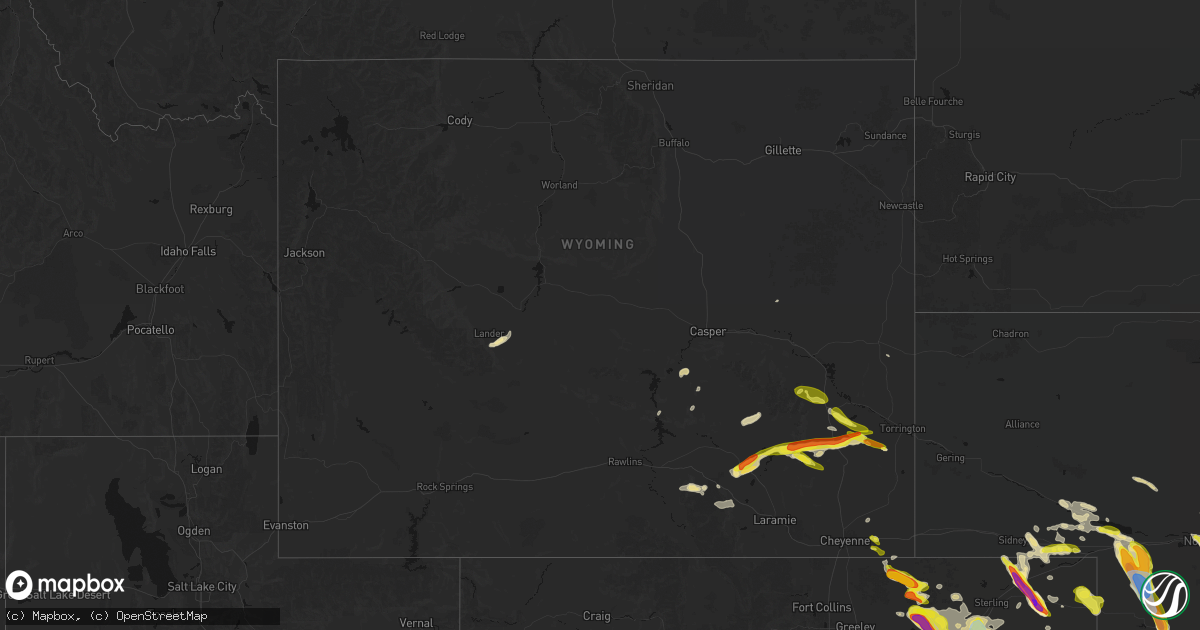 Hail map in Wyoming on June 24, 2026