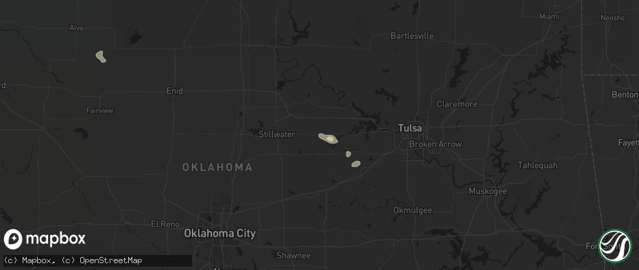 Hail map in Yale, OK on June 24, 2026