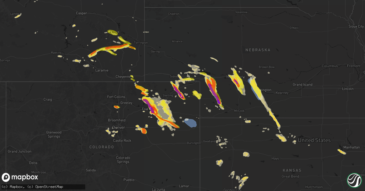 Hail map on June 24, 2026