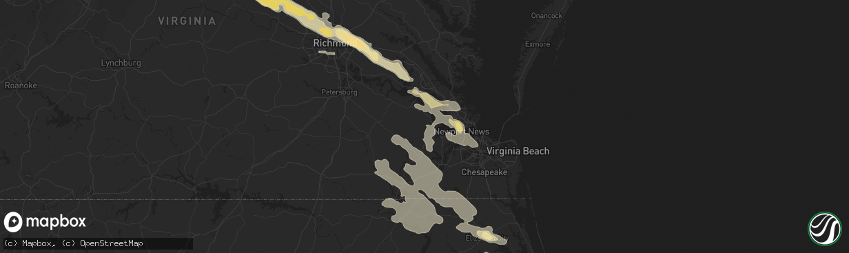 Hail map in Angier, NC on June 25, 2012